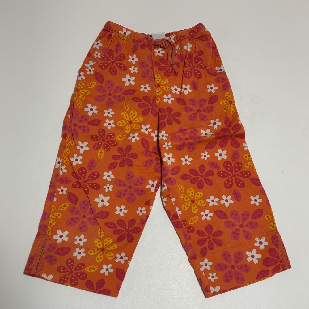 Vintage Y2K KRU‎ Girls Pants Size 5 Bright Floral Print Elastic Waist